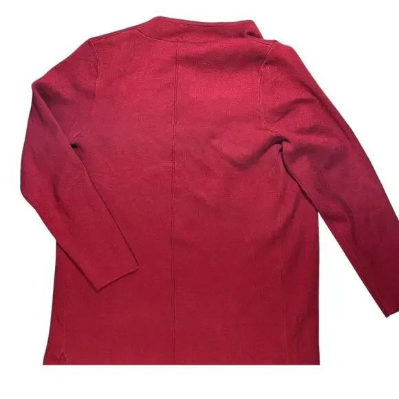 Merokeety Women’s Sz S Long Wool Blend Red Cardigan Knit Duster Coatigan Sweater - Picture 8 of 13